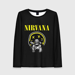 Лонгслив женский NIRVANA логотип и исполнители, цвет: 3D-принт