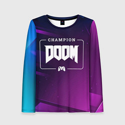 Лонгслив женский Doom Gaming Champion: рамка с лого и джойстиком на, цвет: 3D-принт