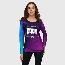 Лонгслив женский Doom Gaming Champion: рамка с лого и джойстиком на, цвет: 3D-принт — фото 2