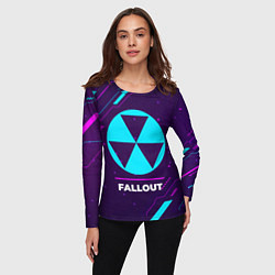 Лонгслив женский Символ Fallout в неоновых цветах на темном фоне, цвет: 3D-принт — фото 2
