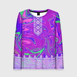 Лонгслив женский Славянская рубаха с разводами, цвет: 3D-принт