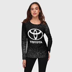 Лонгслив женский Toyota с потертостями на темном фоне, цвет: 3D-принт — фото 2