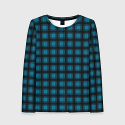 Лонгслив женский Black and blue plaid, цвет: 3D-принт