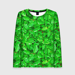 Лонгслив женский Зелёные листья - текстура, цвет: 3D-принт