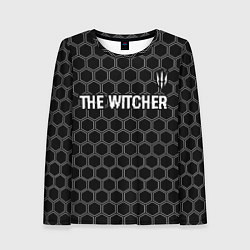 Лонгслив женский The Witcher glitch на темном фоне: символ сверху, цвет: 3D-принт