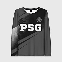 Лонгслив женский PSG sport на темном фоне: символ сверху, цвет: 3D-принт