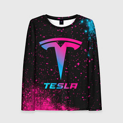 Женский лонгслив Tesla - neon gradient