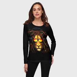 Лонгслив женский Лев в наушниках с дредами, цвет: 3D-принт — фото 2
