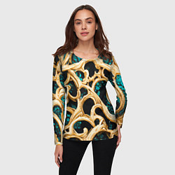 Лонгслив женский Золотые ветви, цвет: 3D-принт — фото 2