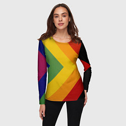 Лонгслив женский Абстрактные геометрические разноцветные треугольны, цвет: 3D-принт — фото 2