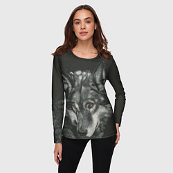 Лонгслив женский Серый мудрый волк, цвет: 3D-принт — фото 2