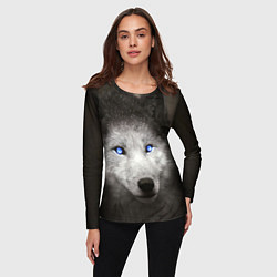 Лонгслив женский Волчица с голубыми глазами, цвет: 3D-принт — фото 2