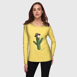 Лонгслив женский Кактус с шляпой, цвет: 3D-принт — фото 2