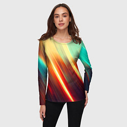 Лонгслив женский Яркие размытые полосы, цвет: 3D-принт — фото 2