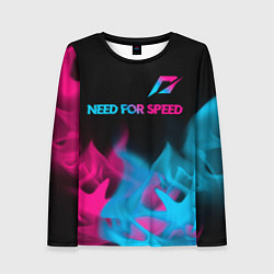 Лонгслив женский Need for Speed - neon gradient: символ сверху, цвет: 3D-принт