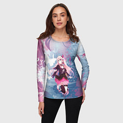 Лонгслив женский Девушка аниме с бабочками, цвет: 3D-принт — фото 2