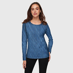 Лонгслив женский Деним - джинсовая ткань текстура, цвет: 3D-принт — фото 2