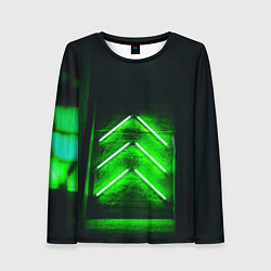 Женский лонгслив Неоновые зелёные стрелки во тьме