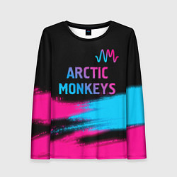 Лонгслив женский Arctic Monkeys - neon gradient: символ сверху, цвет: 3D-принт