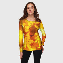 Лонгслив женский Осенние золотые листья, цвет: 3D-принт — фото 2