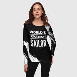 Лонгслив женский Worlds okayest sailor - dark, цвет: 3D-принт — фото 2
