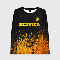 Лонгслив женский Benfica - gold gradient: символ сверху, цвет: 3D-принт