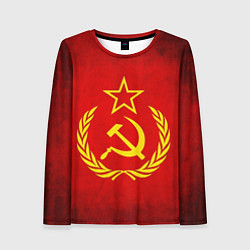 Лонгслив женский СССР - старый флаг, цвет: 3D-принт