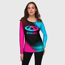 Лонгслив женский Chery - neon gradient, цвет: 3D-принт — фото 2