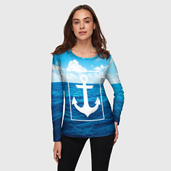 Лонгслив женский Anchor - marine theme, цвет: 3D-принт — фото 2