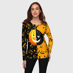 Лонгслив женский Тыква на Хэллоуин, цвет: 3D-принт — фото 2