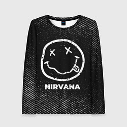Лонгслив женский Nirvana с потертостями на темном фоне, цвет: 3D-принт