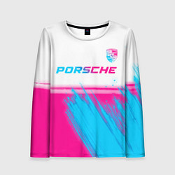 Лонгслив женский Porsche neon gradient style: символ сверху, цвет: 3D-принт