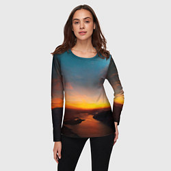 Лонгслив женский Горная река на фоне заката, цвет: 3D-принт — фото 2