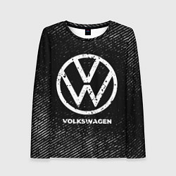 Лонгслив женский Volkswagen с потертостями на темном фоне, цвет: 3D-принт