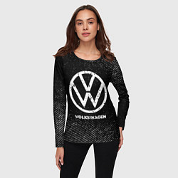 Лонгслив женский Volkswagen с потертостями на темном фоне, цвет: 3D-принт — фото 2
