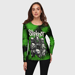 Лонгслив женский Slipknot green abstract, цвет: 3D-принт — фото 2