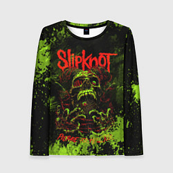 Лонгслив женский Slipknot green череп, цвет: 3D-принт