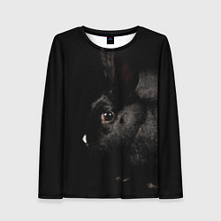 Лонгслив женский Чёрный большой кролик, цвет: 3D-принт