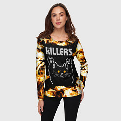 Лонгслив женский The Killers рок кот и огонь, цвет: 3D-принт — фото 2