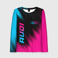 Женский лонгслив Audi - neon gradient: надпись, символ