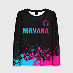 Лонгслив женский Nirvana - neon gradient: символ сверху, цвет: 3D-принт