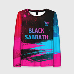 Лонгслив женский Black Sabbath - neon gradient: символ сверху, цвет: 3D-принт