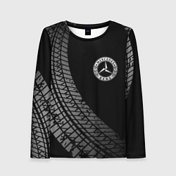 Лонгслив женский Mercedes tire tracks, цвет: 3D-принт