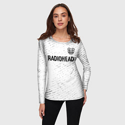 Лонгслив женский Radiohead glitch на светлом фоне: символ сверху, цвет: 3D-принт — фото 2