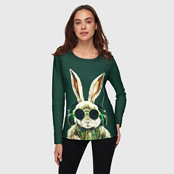 Лонгслив женский Заяц меломан, цвет: 3D-принт — фото 2