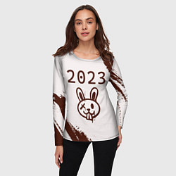 Лонгслив женский НГ Кролик в стиле граффити на светлом, цвет: 3D-принт — фото 2