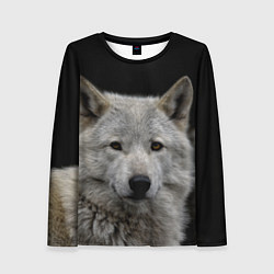 Лонгслив женский Серый волк на темном фоне, цвет: 3D-принт