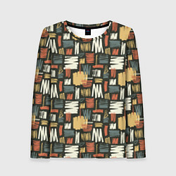 Лонгслив женский Узор штрихованный, цвет: 3D-принт