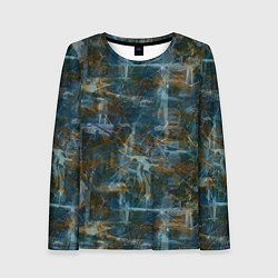 Женский лонгслив Синий и коричневый абстрактный гранжевый