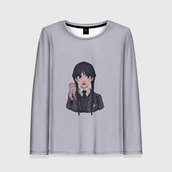 Лонгслив женский Уэнсдей Аддамс Арт, цвет: 3D-принт